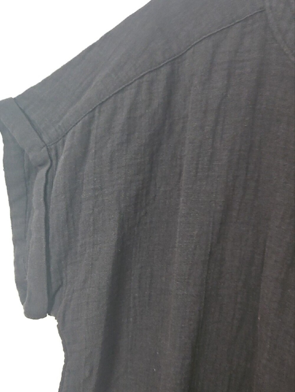 Quince Black Short-Sleeve Button Henley Top - Picture 3 of 9